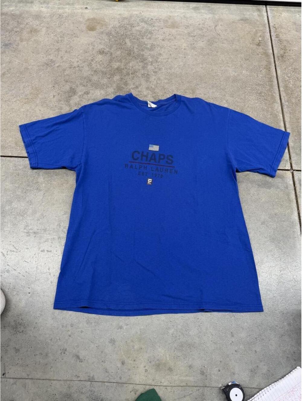 vintage chaps ralph lauren royal blue big logo shirt size large